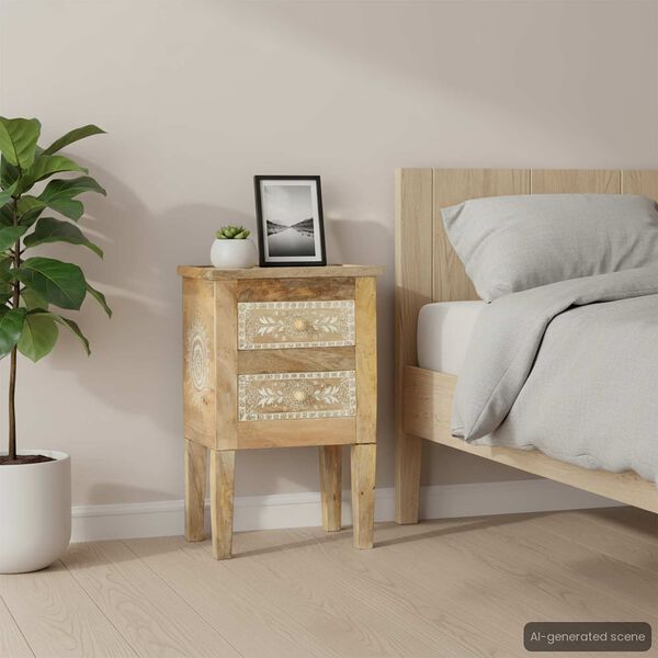 vidaXL Handmålat sängbord 40x30x60 cm massivt mangoträ