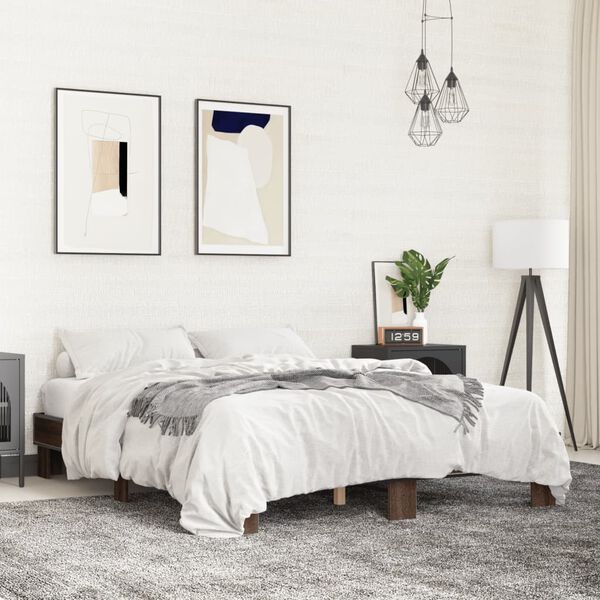 vidaXL S&auml;ngram brun ek 150x200 cm konstruerad tr&auml; och metall