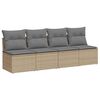 vidaXL Tr&auml;dg&aring;rdssoffa 4-sits med dynor konstrotting beige