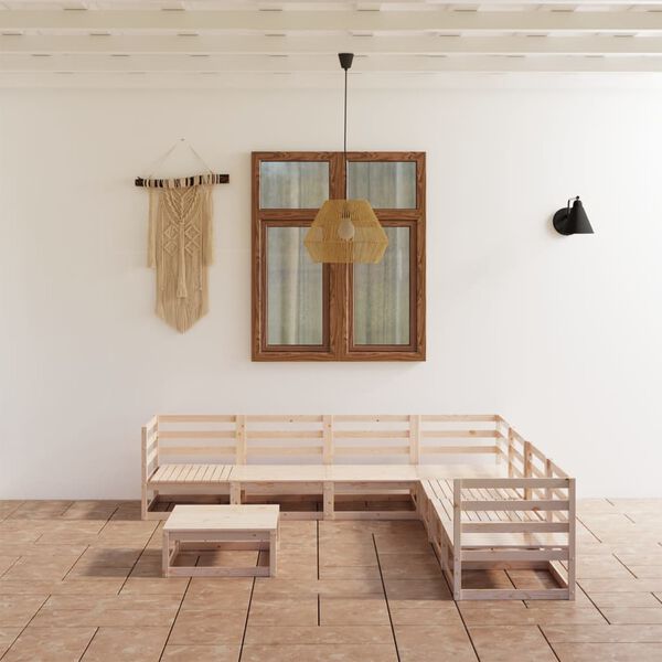 vidaXL Loungegrupp 8 delar massiv furu