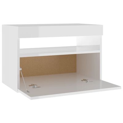 vidaXL Sängbord med LED-belysning 2 st vit högglans 60x35x40 cm