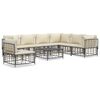 vidaXL Loungegrupp 8 delar med dynor antracit konstrotting