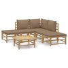 vidaXL Loungegrupp 6 delar taupe dynor bambu