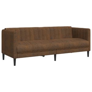 vidaXL Soffa 3-sits brun konstmocka