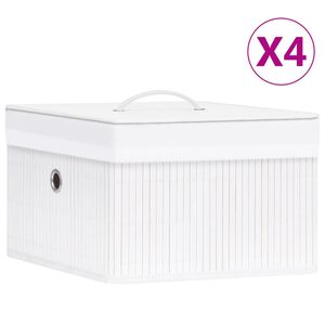 vidaXL F&ouml;rvaringsl&aring;dor bambu 4 st vit