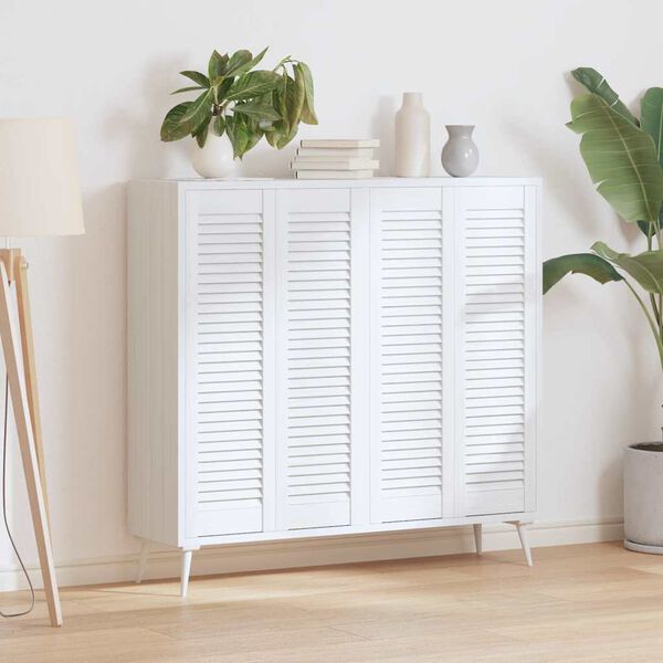 vidaXL Sk&aring;psd&ouml;rrar lamelldesign 4 st vit 99x29,5 cm