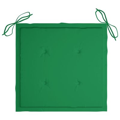 vidaXL Gungstol med grön dyna massiv teak