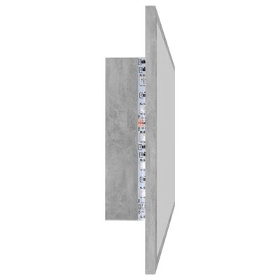 vidaXL Badrumsspegel med LED betonggrå 90x8,5x37 cm akryl
