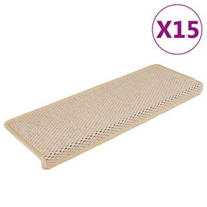 vidaXL Trappstegsmattor sj&auml;lvh&auml;ftande sisal 15 st 65x21x4 cm Berber