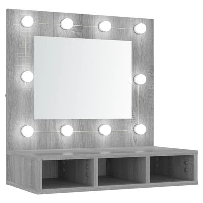 vidaXL Spegelskåp med LED grå sonoma 60x31,5x62 cm