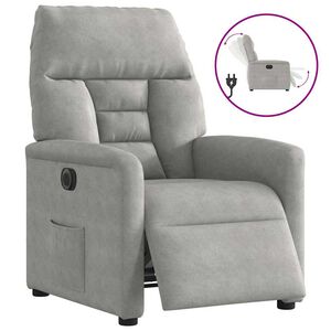 vidaXL Elektrisk reclinerf&aring;t&ouml;lj ljusgr&aring; mikrofibertyg