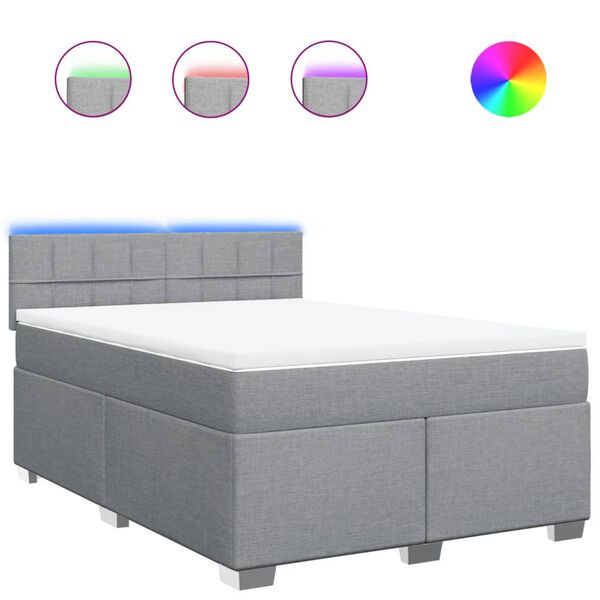 vidaXL Rams&auml;ng med madrass ljusgr&aring; 160x200 cm tyg