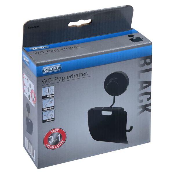 CORNAT Toalettpappersh&aring;llare 3-i-1 comfort svart