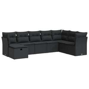 vidaXL Loungegrupp f&ouml;r tr&auml;dg&aring;rden med dynor 8 delar svart konstrotting