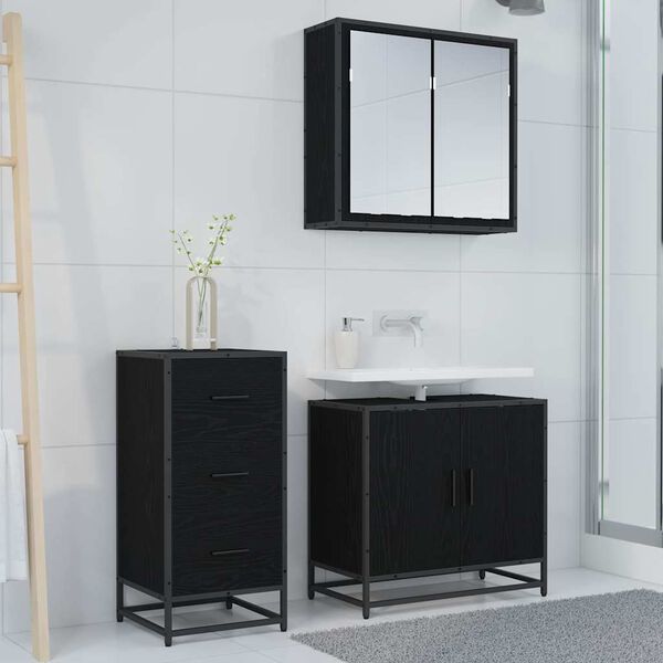 vidaXL Sideboard Svart Ek 35,5 x 35 x 76 cm