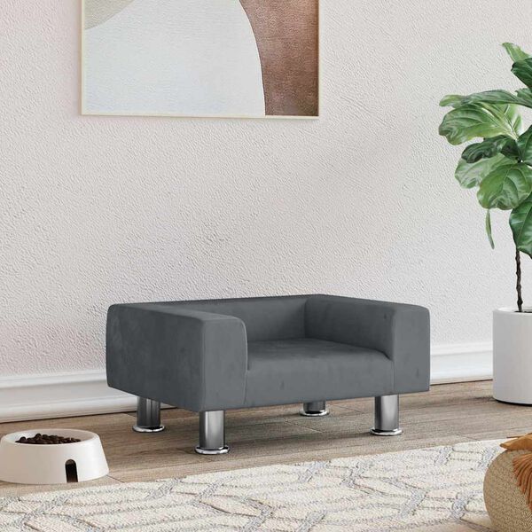 vidaXL Hundbädd mörkgrå 50x40x26,5 cm sammet