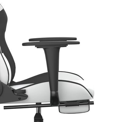 vidaXL Gamingstol med fotstöd vit och svart konstläder