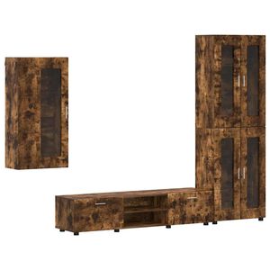 vidaXL TV-b&auml;nkset med l&aring;da med hylla FLORIN R&ouml;kt ek Konstruerat tr&auml;