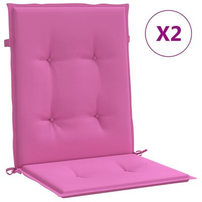 vidaXL Stolsdynor för stolar med låg rygg 2 st rosa tyg