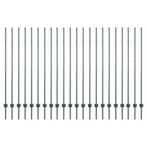 vidaXL Inb&auml;ddad staketpost 22 pcs Gr&ouml;n 200 cm Pulverlackerat st&aring;l