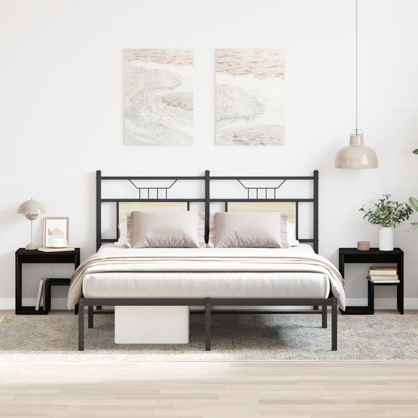 vidaXL Nattduksbord 2 pcs Svart Ek 40 x 30 x 40 cm Konstruerat tr&auml;