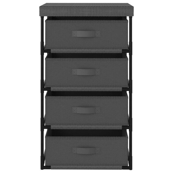 vidaXL Förvaringshylla med 4 tygkorgar stål grå