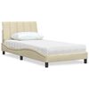 vidaXL Bed with Mattress "Hanko" Cream 100x200 cm Fabric