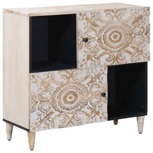 vidaXL Sideboard med lagring Vit 80 x 33,5 x 75 cm Massivt mangotr&auml;