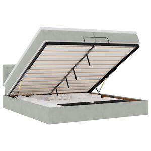 vidaXL Ottoman s&auml;ngram med madrasser ljusgr&aring; 200x200 cm sammet