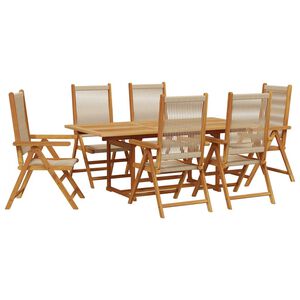 vidaXL Matgrupp f&ouml;r tr&auml;dg&aring;rden 7delar beige polypropen och massivt tr&auml;