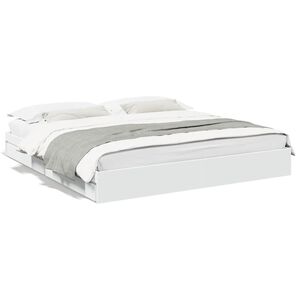 vidaXL S&auml;ngram med l&aring;dor vit 200x200 cm konstruerat tr&auml;
