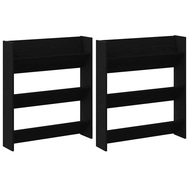 vidaXL Skosk&aring;p 2 pcs Svart Ek 85 x 18 x 90 cm Konstruerat tr&auml;