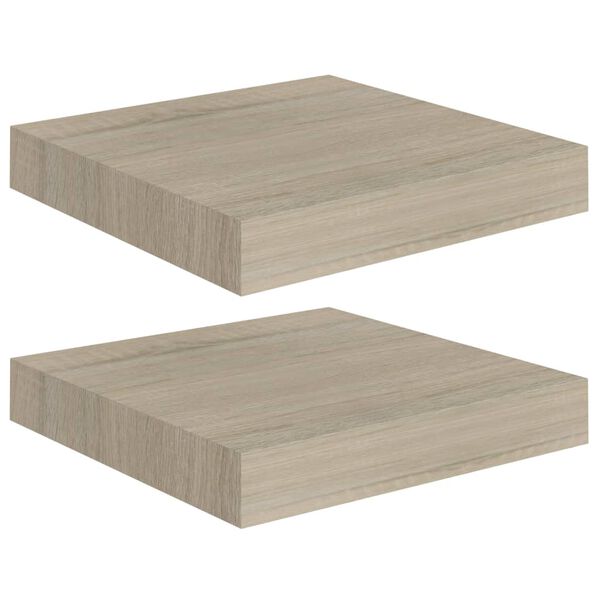 vidaXL Svävande vägghyllor 2 st ek 23x23,5x3,8 cm MDF