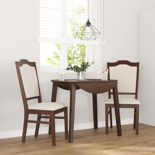 vidaXL Matstolar med dynor 2 st, brunt massivt trä gummi