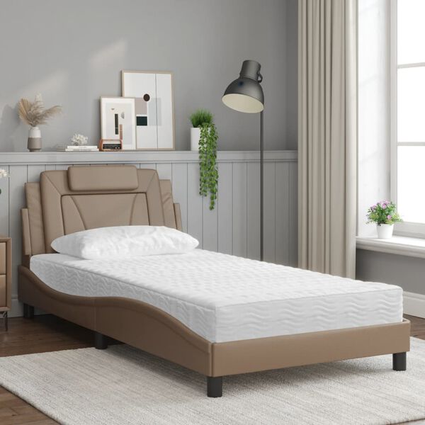 vidaXL Bed "Viana" with Mattress Cappuccino 100x200 cm Faux Leather