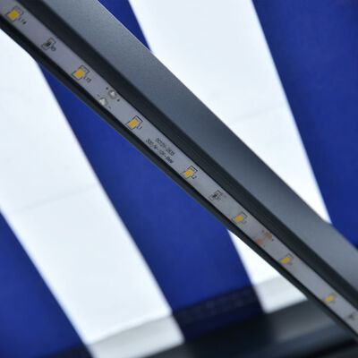 vidaXL Markis manuellt infällbar med LED 400x300 cm blå och vit