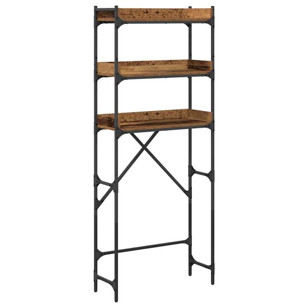 vidaXL Tvättmaskins hylla Gammalt trä 67 x 25 x 163 cm Konstruerat trä