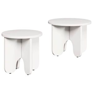 vidaXL Kaffeebord 2 st Vit 39.5 x 39.5 x 30 cm Massivt talltr&auml;