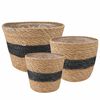 vidaXL 3 st Naturlig och svart &Oslash;26 x 19 cm 100% Sj&ouml;gr&auml;s