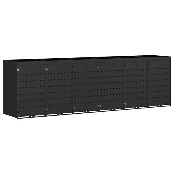 vidaXL Förvaring för 6 soptunnor Svart 408 x 77,5 x 121,5 cm