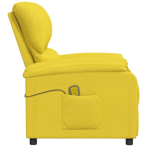vidaXL Massagefåtölj ljusgul tyg
