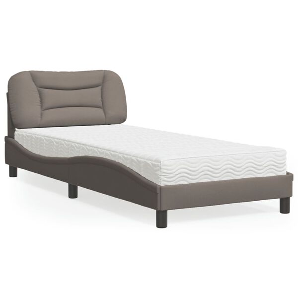 vidaXL Bed with Mattress "Hvar" Taupe 90x190 cm Fabric