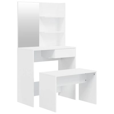 vidaXL Sminkbord set vit högglans 74,5x40x141 cm