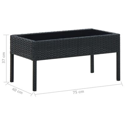 vidaXL Trädgårdsbord svart 75x40x37 cm konstrotting