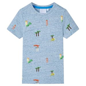 vidaXL T-shirt f&ouml;r barn bl&aring; melange 104