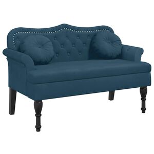 vidaXL B&auml;nk med kuddar bl&aring; 120,5x65x75 cm sammet