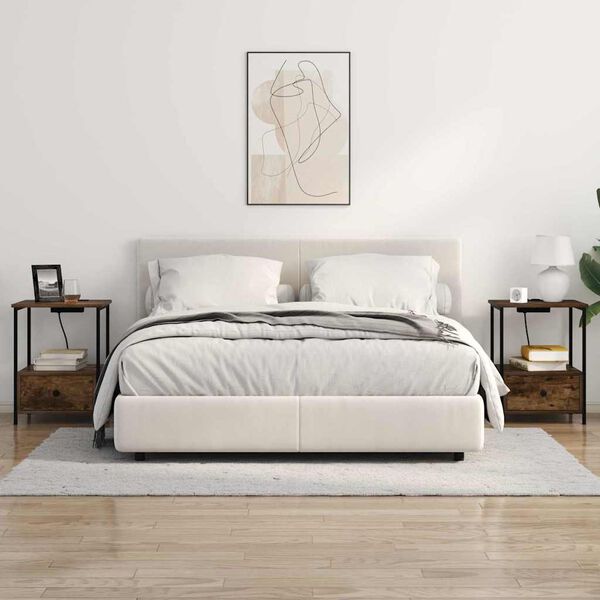 vidaXL Nattduksbord med l&aring;da R&ouml;kt ek 42 x 41 x 56 cm Konstruerat tr&auml;