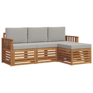 vidaXL Utomhussoffset med kudde 4 pcs Naturlig och Ljus Gr&aring;