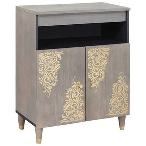 vidaXL Sideboard Gr&aring; och Guld 60 x 33 x 75 cm Massivt mangotr&auml;
