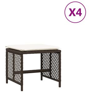 vidaXL Tr&auml;dg&aring;rdspallar med dynor 4 st brun 41x41x36 cm konstrotting
